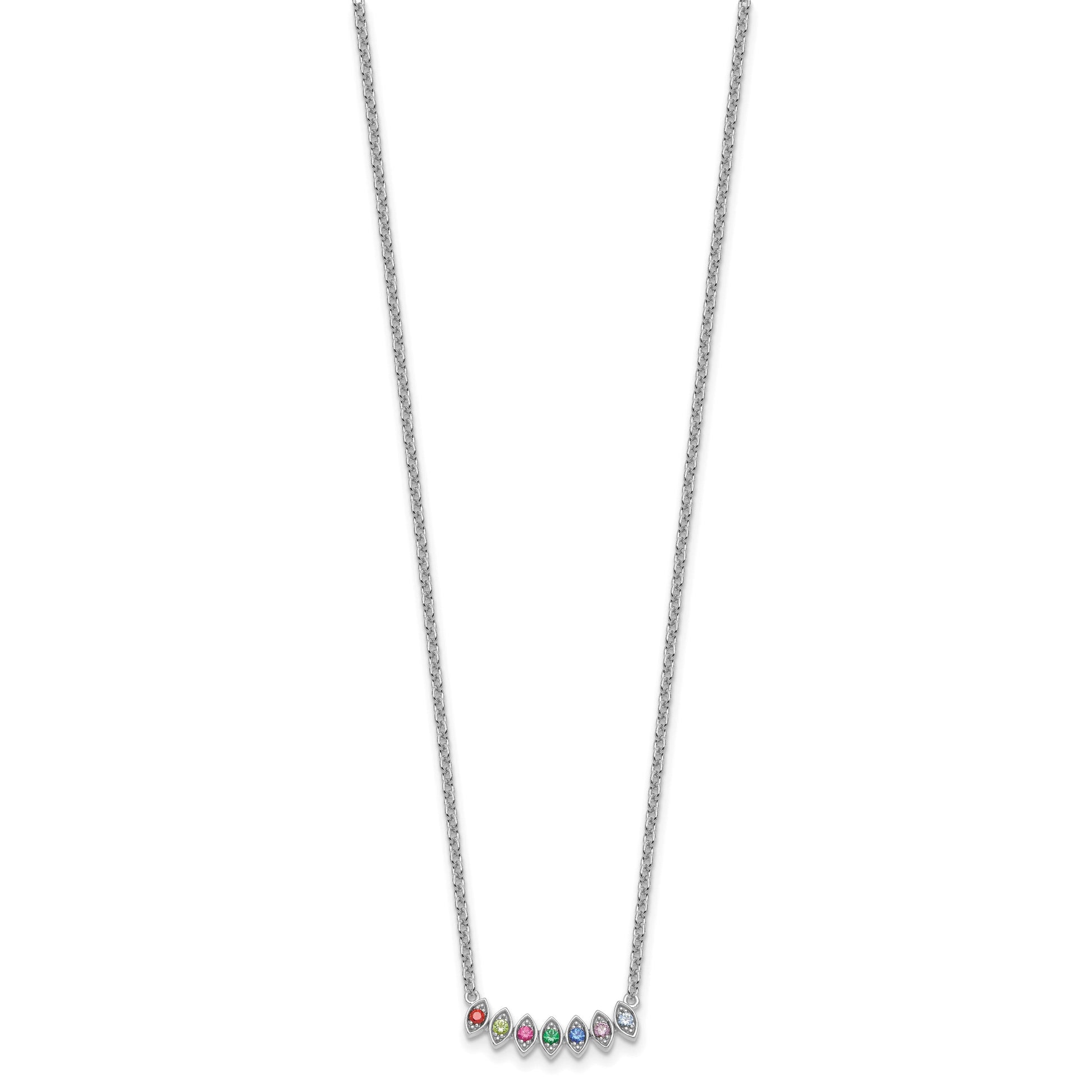14k White Gold 7 Birthstone Mother's Necklace Mounting