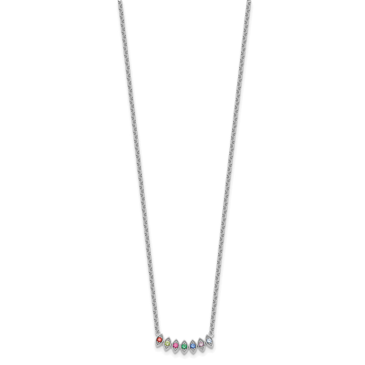 14k White Gold 7 Birthstone Mother's Necklace Mounting