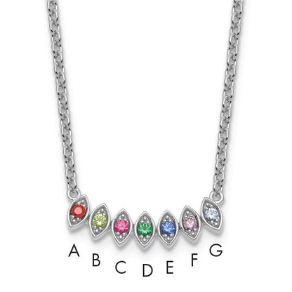 14k White Gold 7 Birthstone Mother's Necklace Mounting