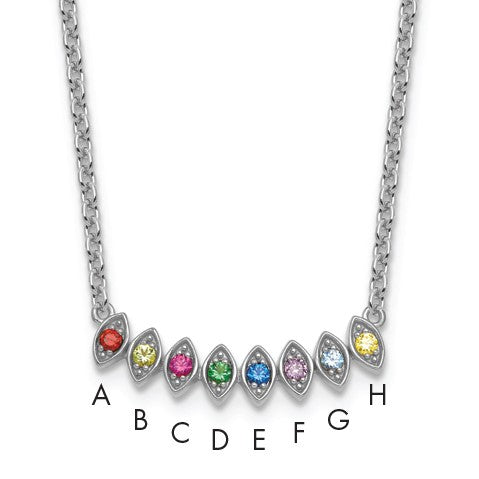 14k White Gold 8 Birthstone Mother's Necklace Mounting