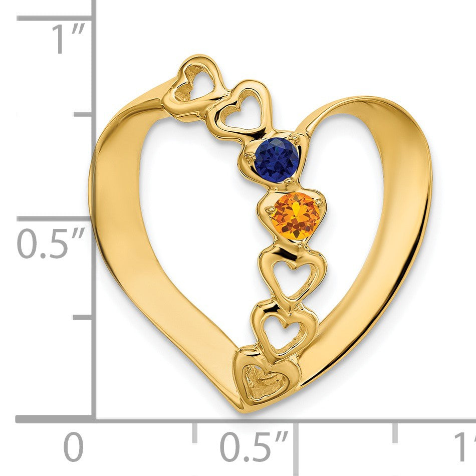 14k Polished 2-Stone Mothers Heart Slide Mounting