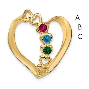14k Polished 3-Stone Mothers Heart Slide Mounting