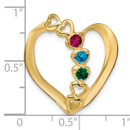 14k Polished 3-Stone Mothers Heart Slide Mounting