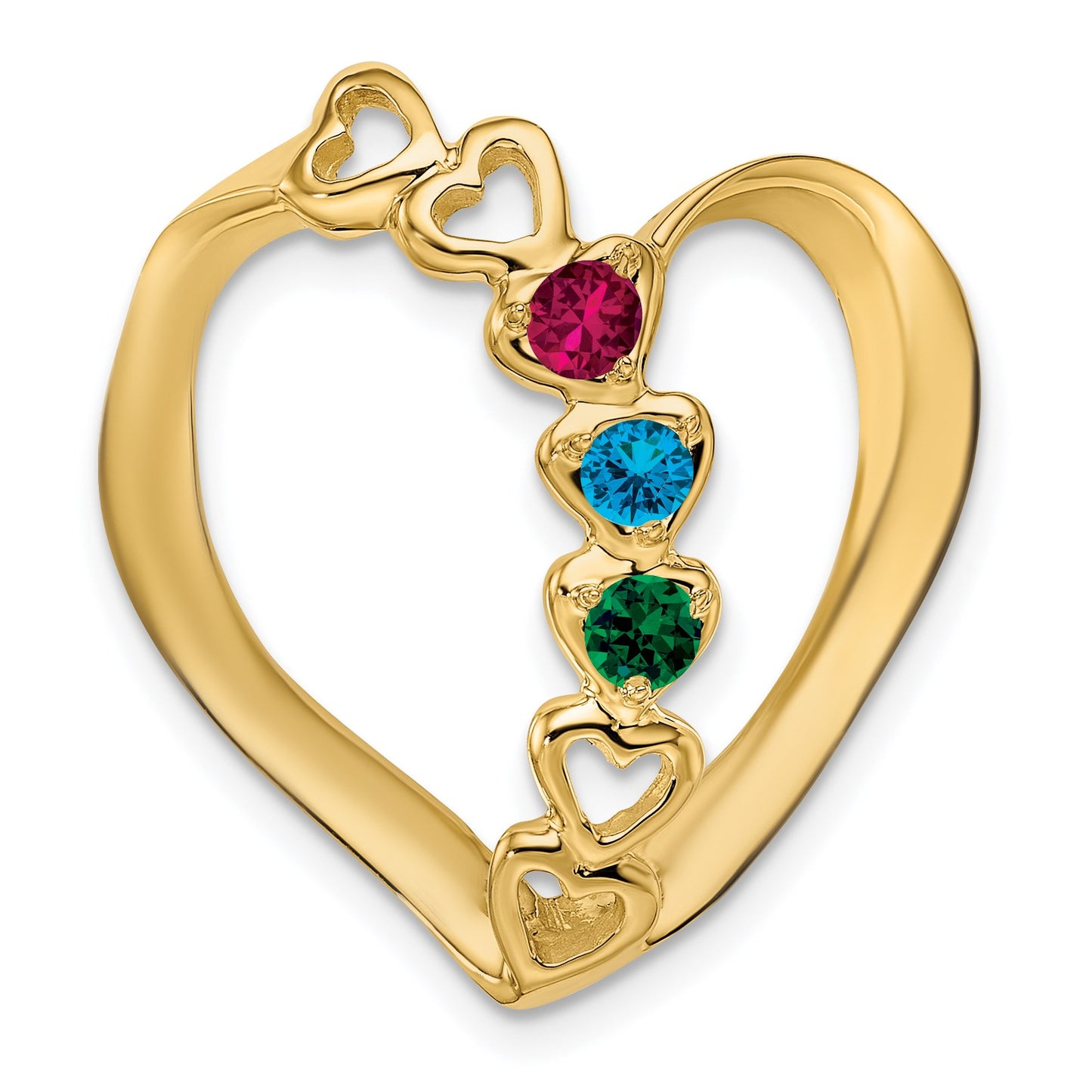 14k Polished 3-Stone Mothers Heart Slide Mounting