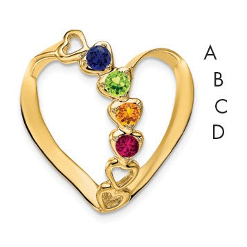 14k Polished 4-Stone Mothers Heart Slide Mounting