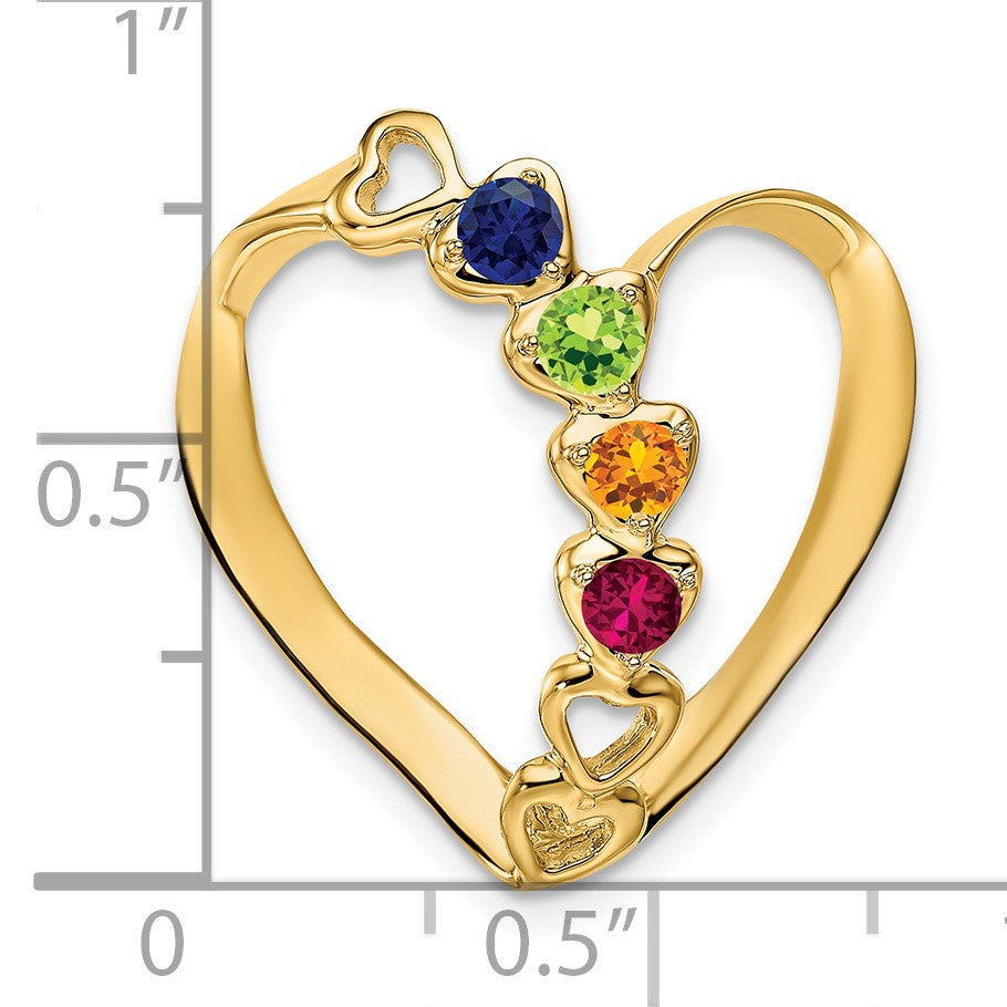 14k Polished 4-Stone Mothers Heart Slide Mounting