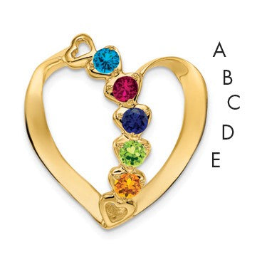 14k Polished 5-Stone Mothers Heart Slide Mounting
