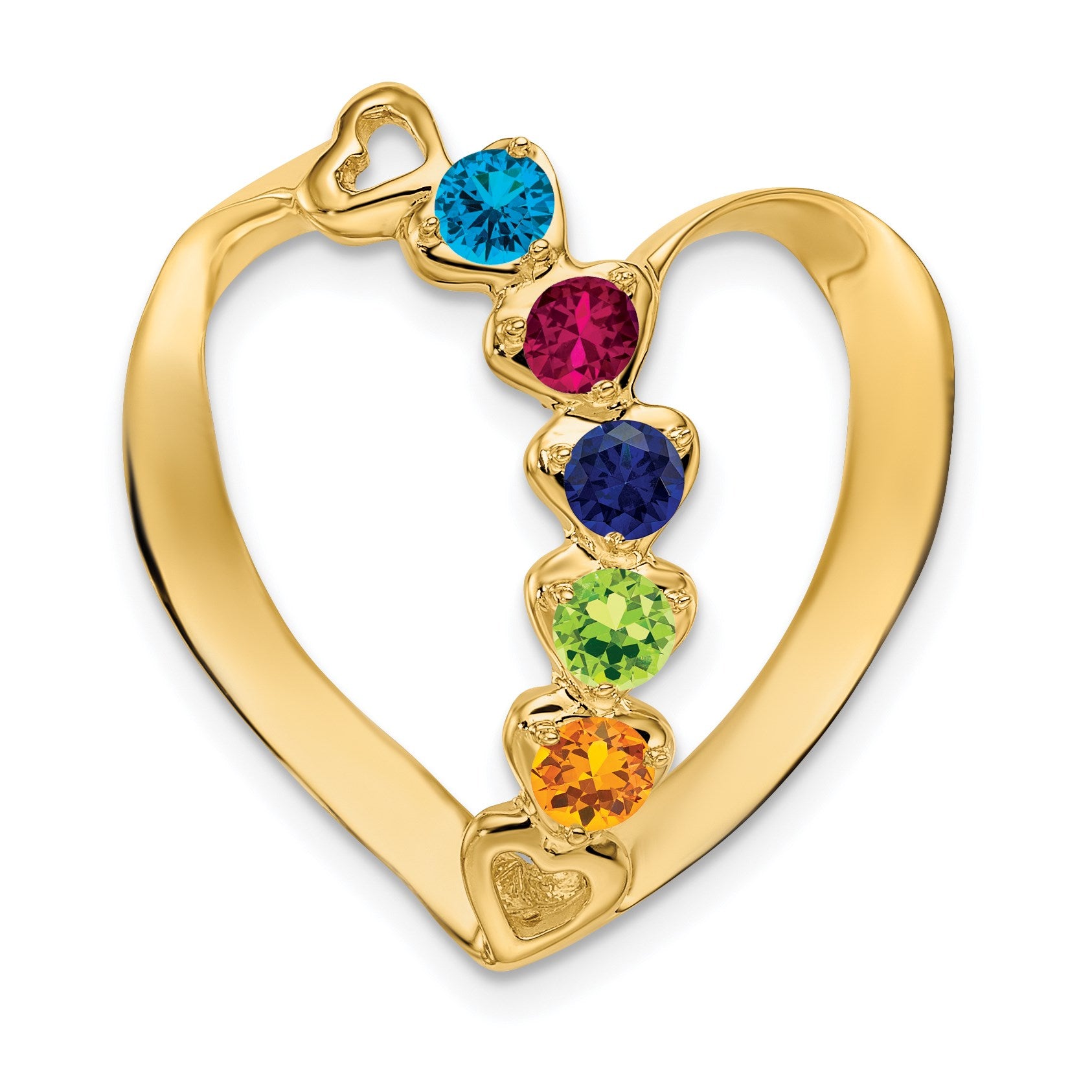 14k Polished 5-Stone Mothers Heart Slide Mounting