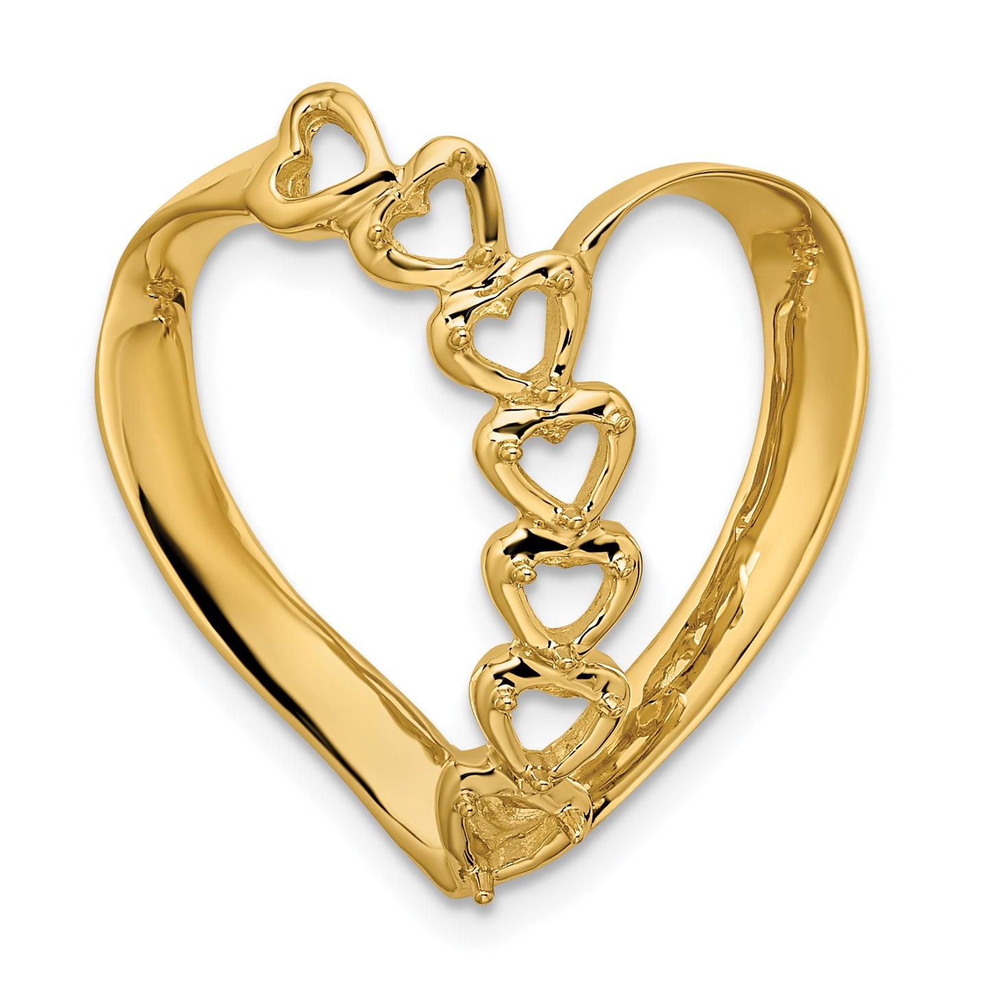 14k Polished 6-Stone Mothers Heart Slide Mounting