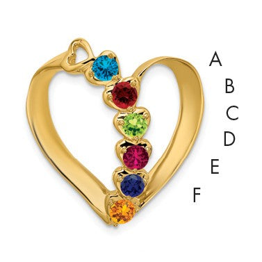 14k Polished 6-Stone Mothers Heart Slide Mounting
