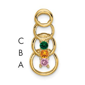 14k 3 Synthetic Stone Family Pendant
