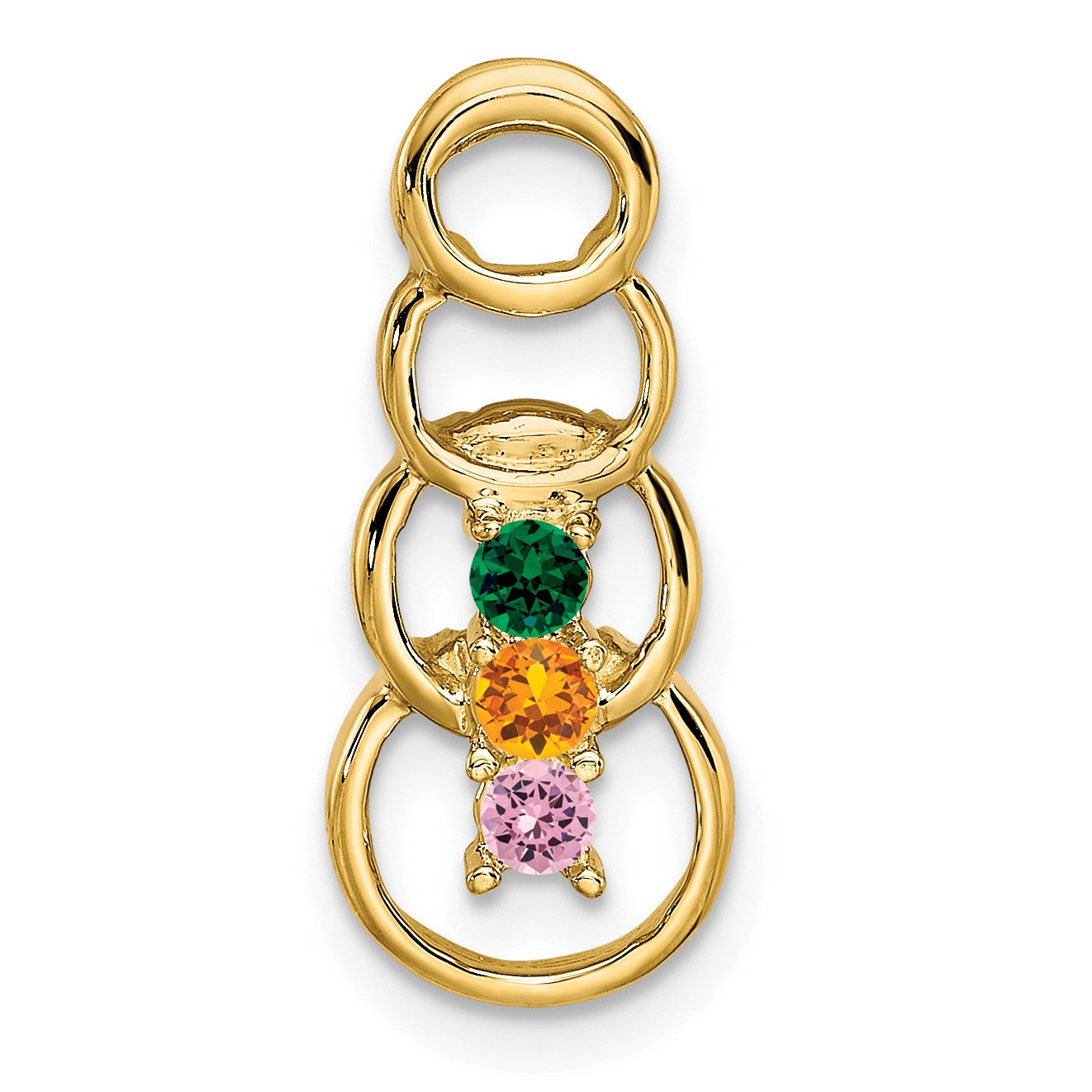 14k 3 Synthetic Stone Family Pendant