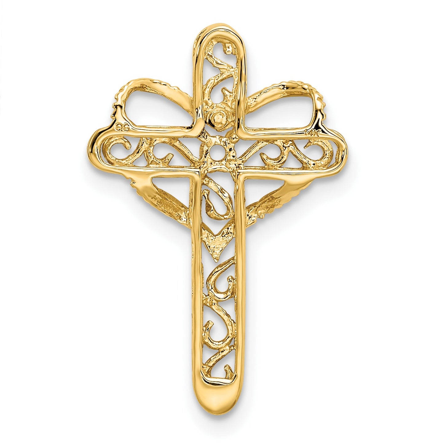 14k Polished Filigree 1-Stone Mothers Cross Pendant Mounting