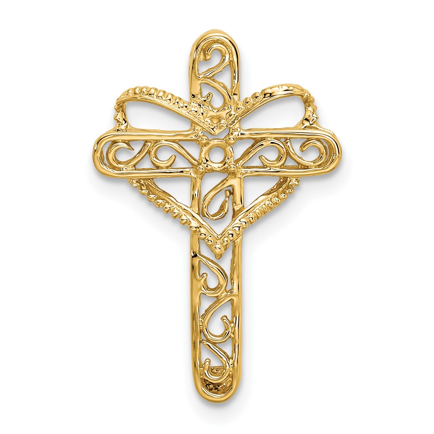 14k Polished Filigree 1-Stone Mothers Cross Pendant Mounting