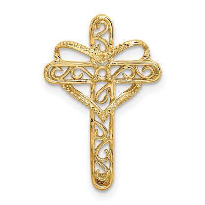 14k Polished Filigree 1-Stone Mothers Cross Pendant Mounting