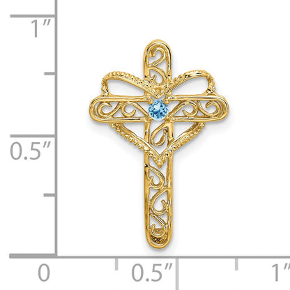 14k Polished Filigree 1-Stone Mothers Cross Pendant Mounting