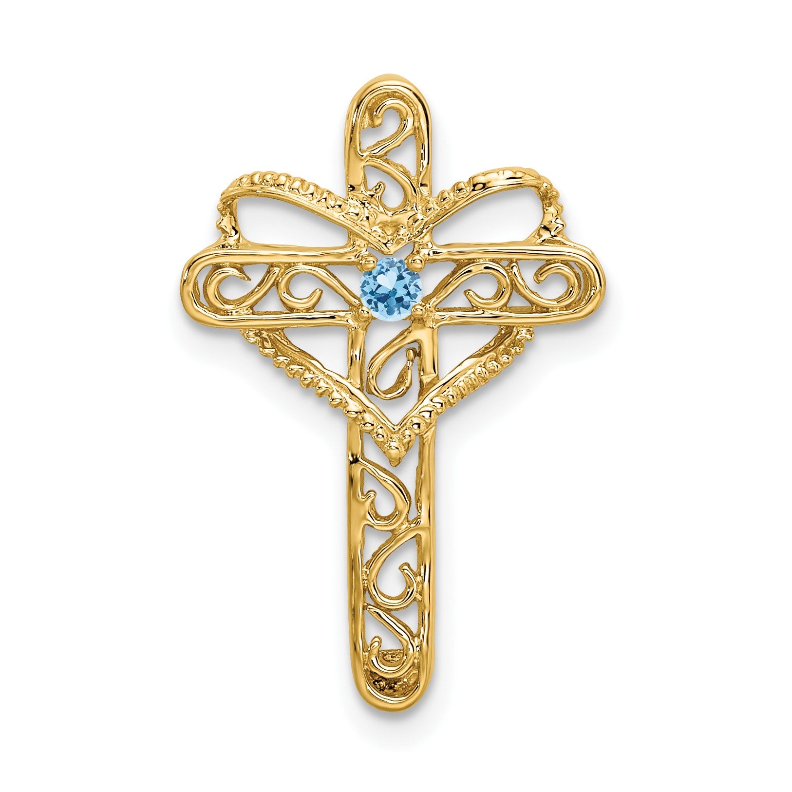 14k Polished Filigree 1-Stone Mothers Cross Pendant Mounting