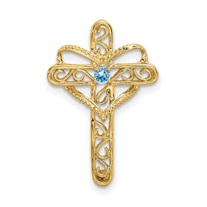14k Polished Filigree 1-Stone Mothers Cross Pendant Mounting
