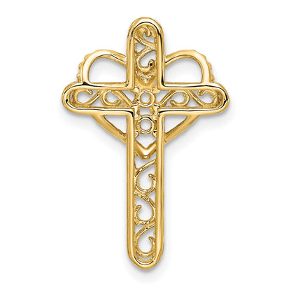 14k Polished Filigree 2-Stone Mothers Cross Pendant Mounting