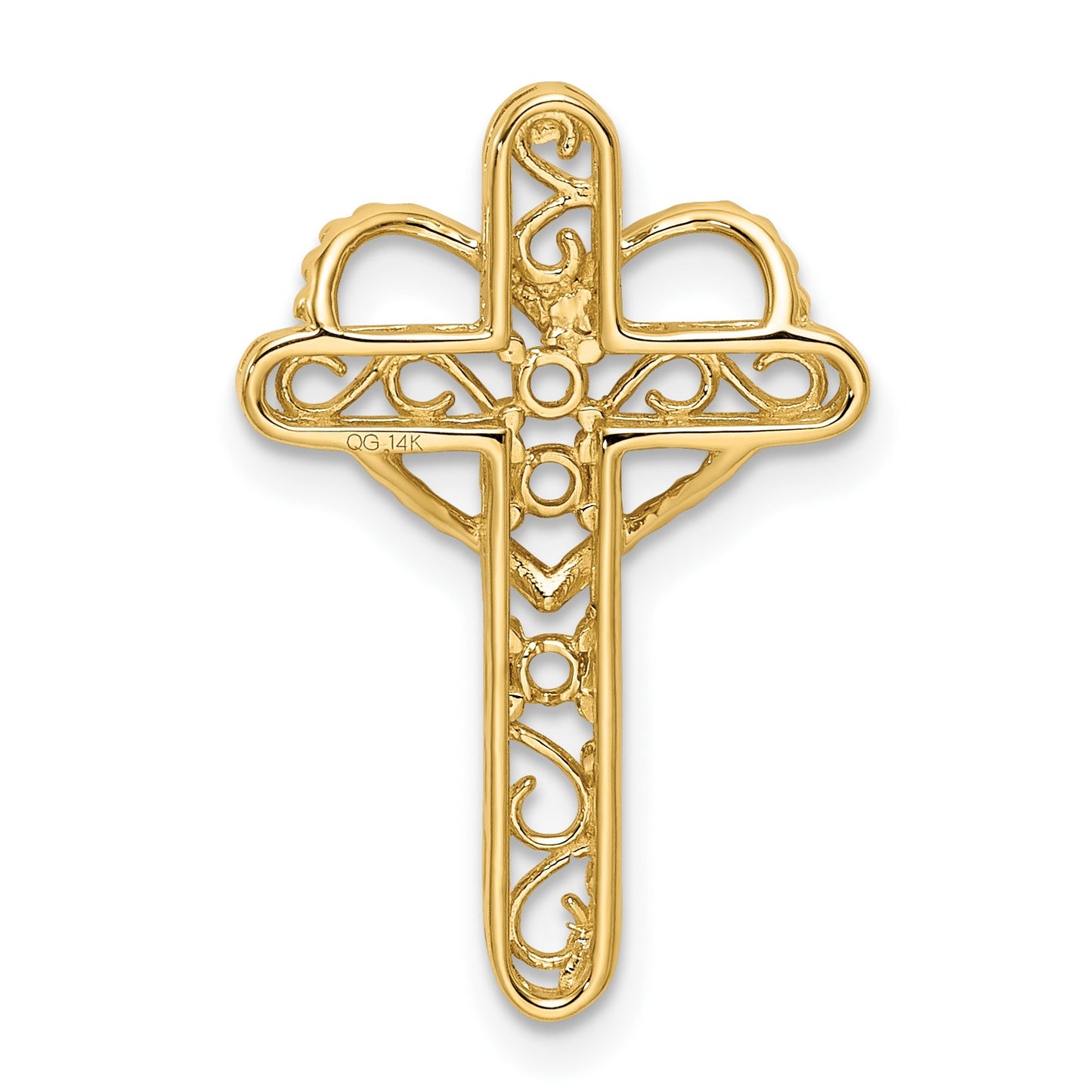 14k Polished Filigree 3-Stone Mothers Cross Pendant Mounting