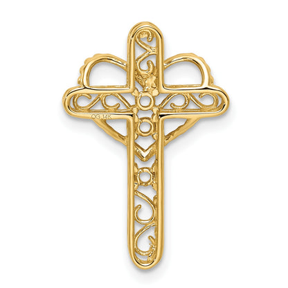 14k Polished Filigree 3-Stone Mothers Cross Pendant Mounting