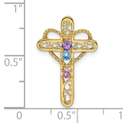 14k Polished Filigree 3-Stone Mothers Cross Pendant Mounting