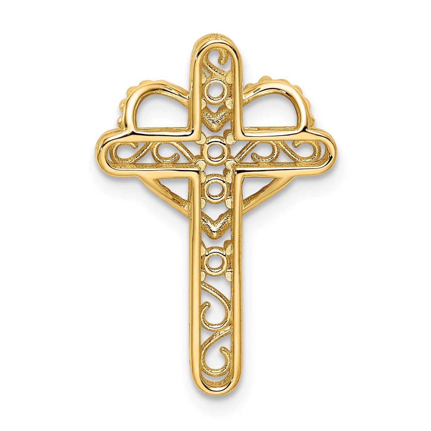 14k Polished Filigree 4-Stone Mothers Cross Pendant Mounting
