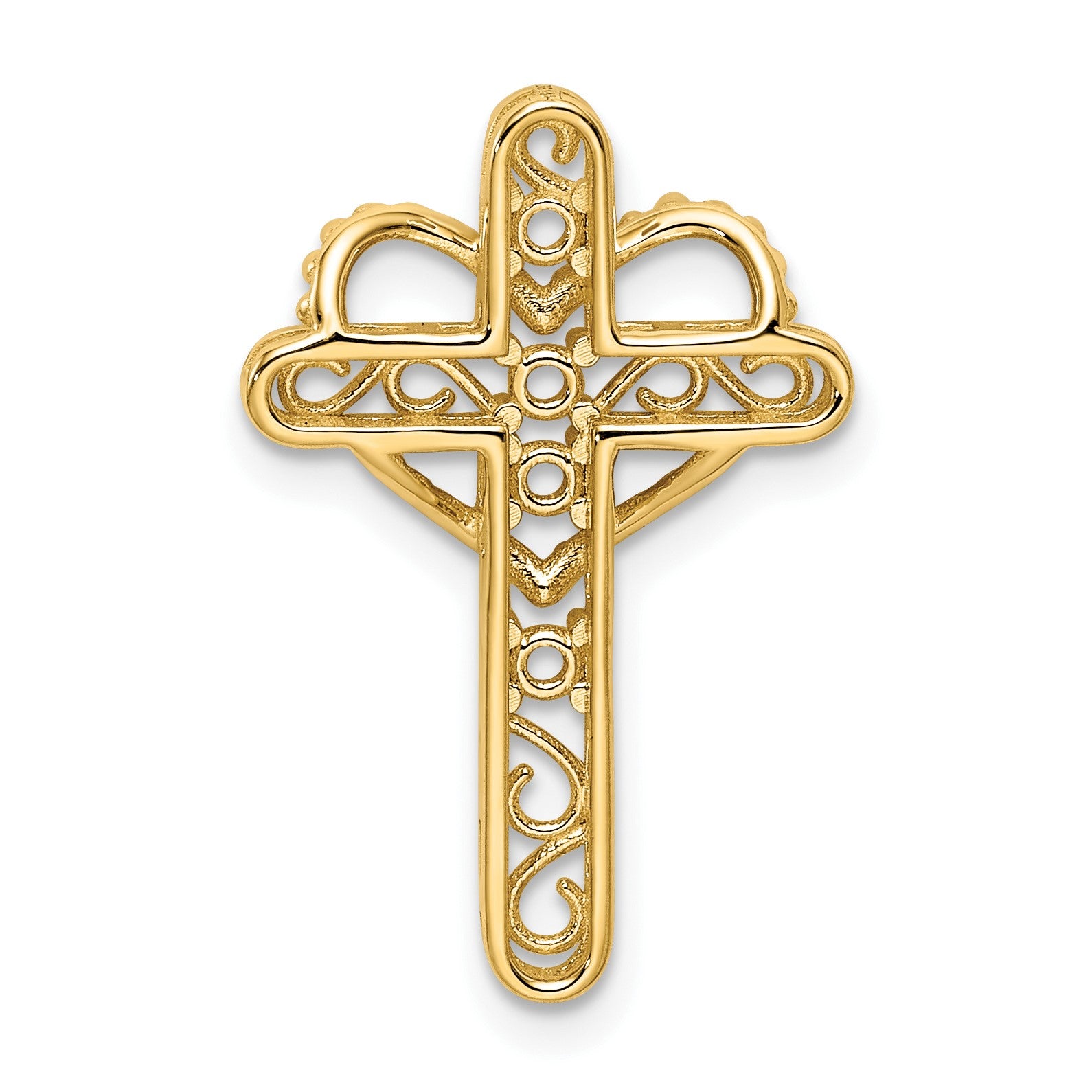 14k Polished Filigree 4-Stone Mothers Cross Pendant Mounting