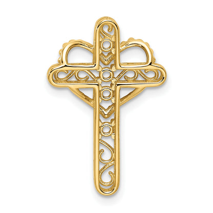14k Polished Filigree 4-Stone Mothers Cross Pendant Mounting