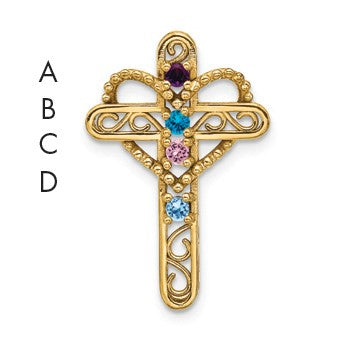 14k Polished Filigree 4-Stone Mothers Cross Pendant Mounting