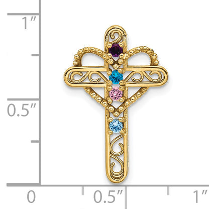 14k Polished Filigree 4-Stone Mothers Cross Pendant Mounting