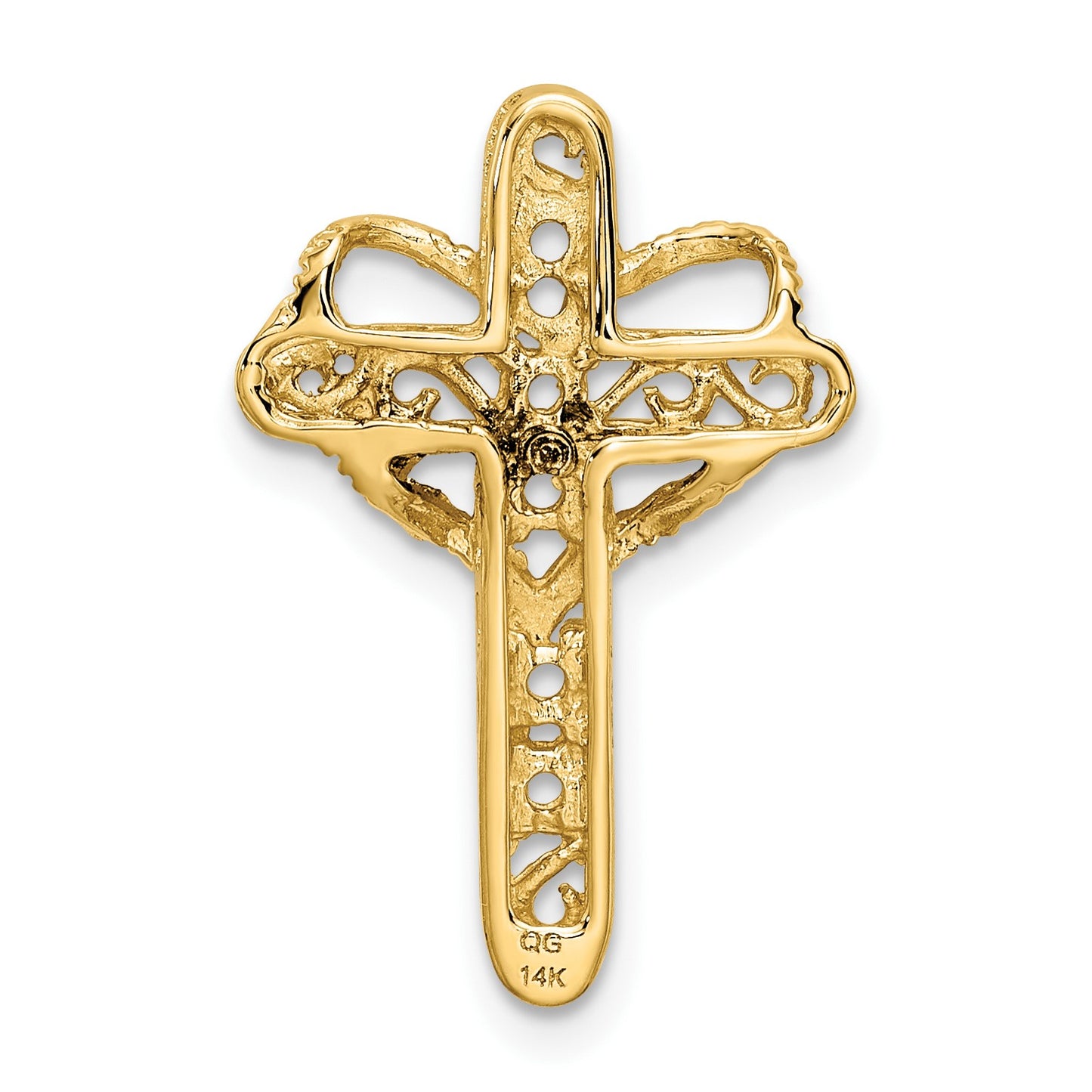 14k Polished Filigree 5-Stone Mothers Cross Pendant Mounting