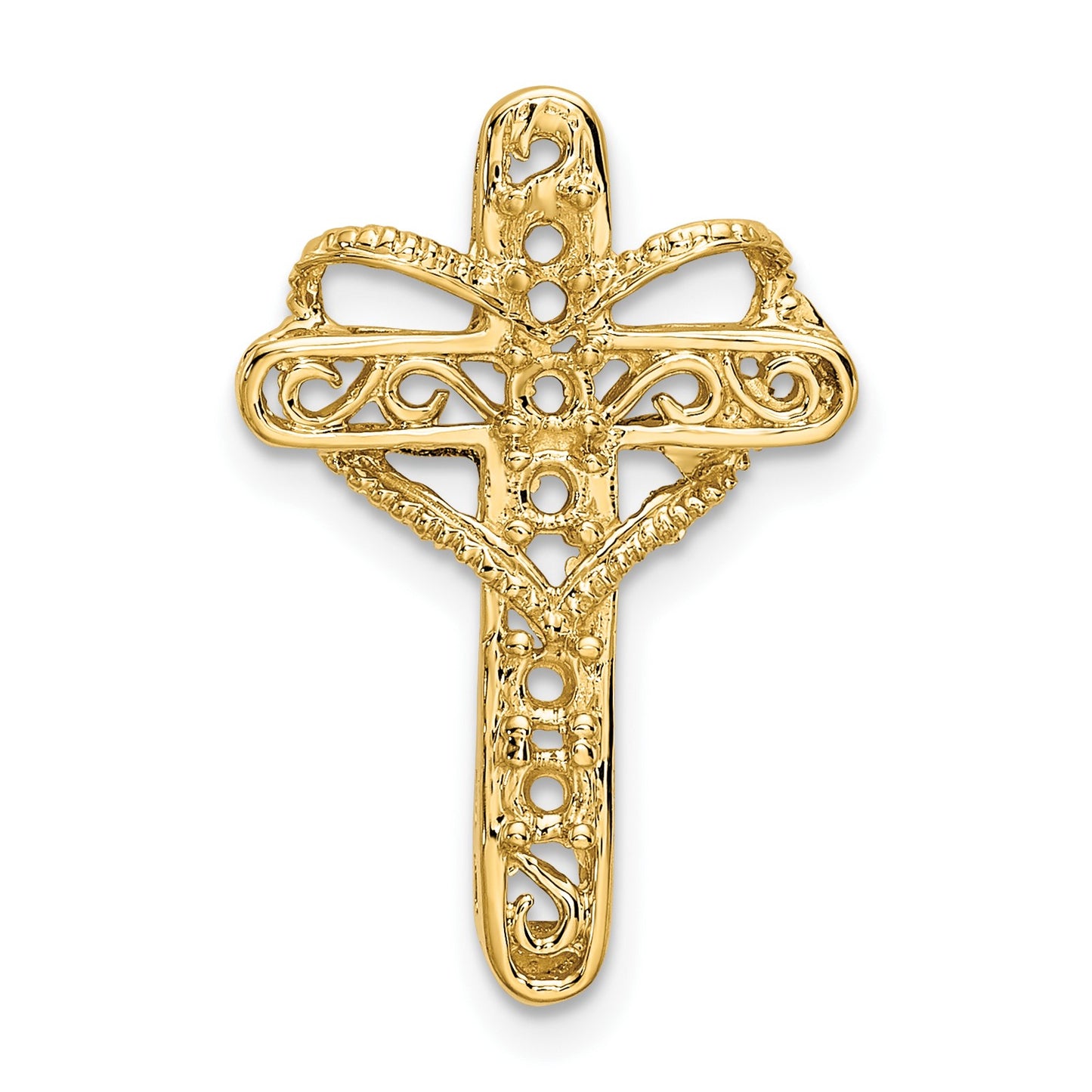 14k Polished Filigree 5-Stone Mothers Cross Pendant Mounting