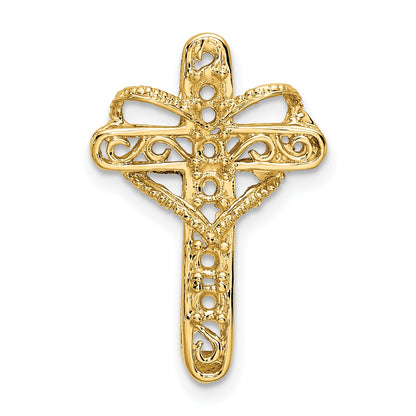 14k Polished Filigree 5-Stone Mothers Cross Pendant Mounting