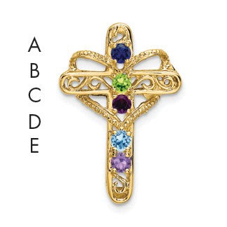 14k Polished Filigree 5-Stone Mothers Cross Pendant Mounting