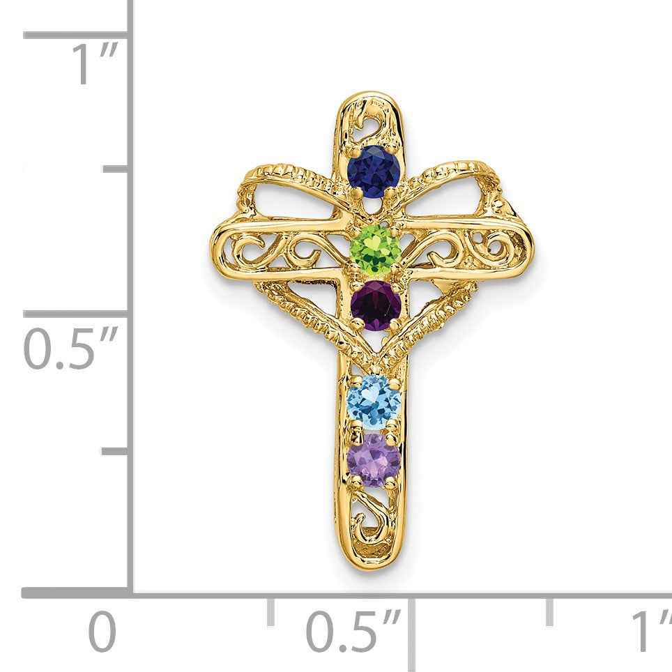 14k Polished Filigree 5-Stone Mothers Cross Pendant Mounting