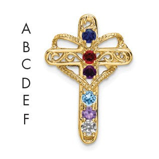 14k Polished Filigree 6-Stone Mothers Cross Pendant Mounting
