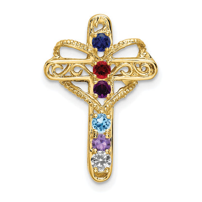 14k Polished Filigree 6-Stone Mothers Cross Pendant Mounting