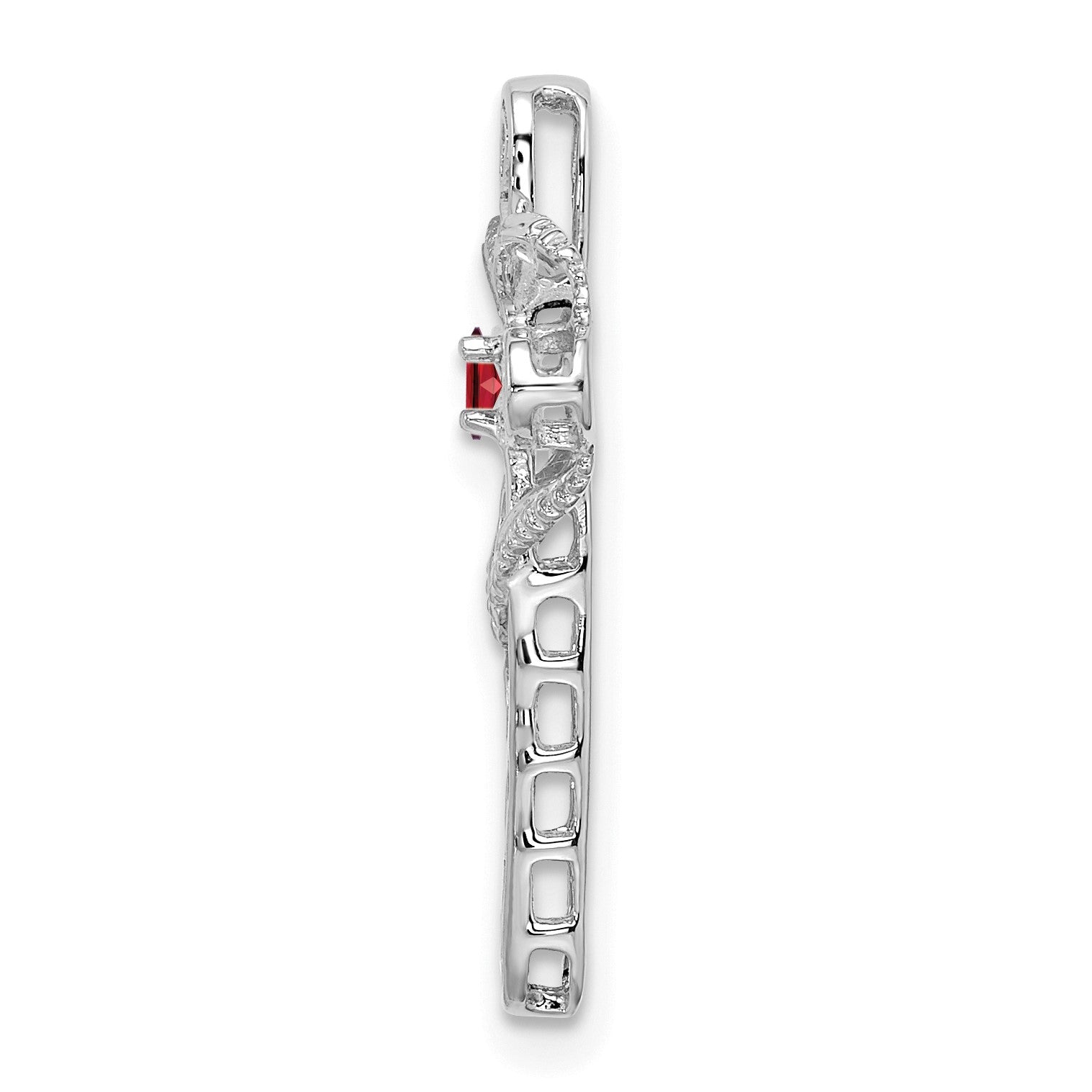 14k White Gold Polish Filigree 1-Stone Mothers Cross Pendant Mounting