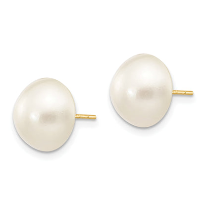 14k 10-11mm White Saltwater Cultured Mabe Pearl Post Earrings