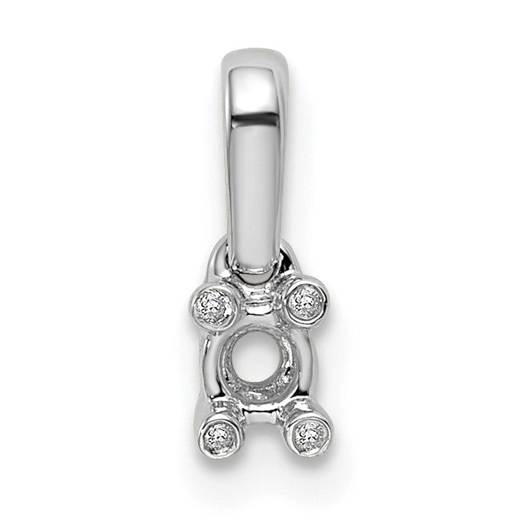 14K White Gold Family Jewelry Genuine Stone & Diamond Set Pendant