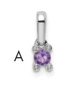 14K White Gold Family Jewelry Genuine Stone & Diamond Set Pendant
