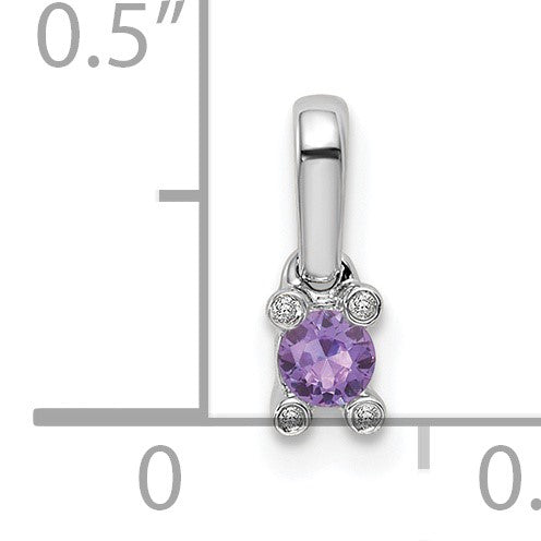 14K White Gold Family Jewelry Genuine Stone & Diamond Set Pendant