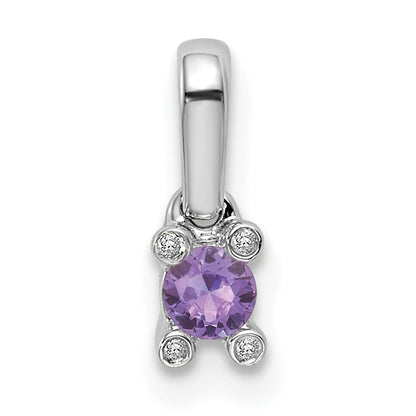 14K White Gold Family Jewelry Genuine Stone & Diamond Set Pendant