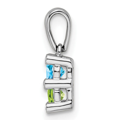 14K White Gold Family Jewelry Diamond Semi-Set Pendant