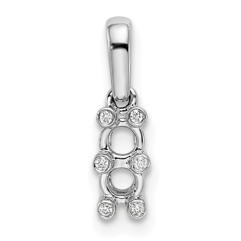 14K White Gold Family Jewelry Diamond Semi-Set Pendant