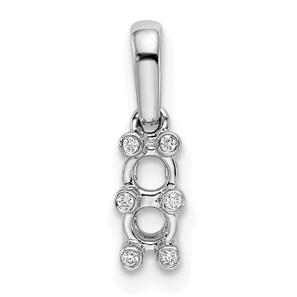 14K White Gold Family Jewelry Diamond Semi-Set Pendant