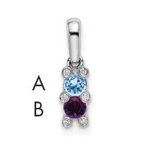 14K White Gold Family Jewelry Diamond Semi-Set Pendant