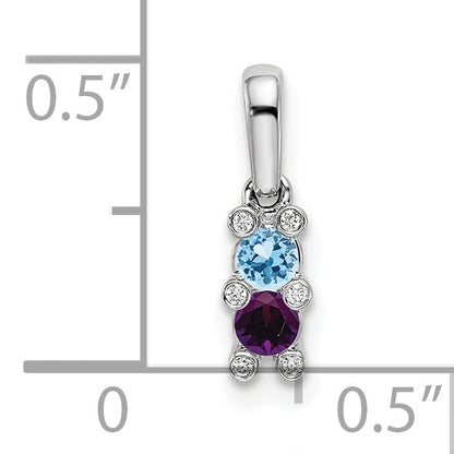 14K White Gold Family Jewelry Diamond Semi-Set Pendant