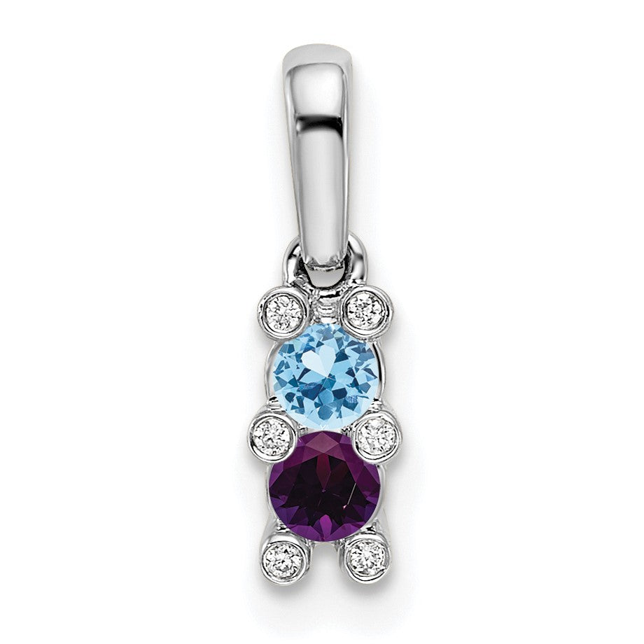 14K White Gold Family Jewelry Diamond Semi-Set Pendant